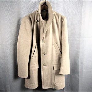 Fully Lined Wool Cream Pea Coat By Campus-38
